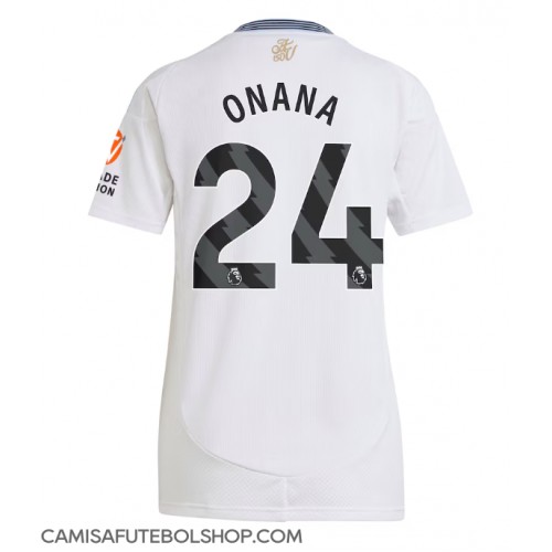 Camisa de time de futebol Aston Villa Amadou Onana #24 Replicas 2º Equipamento Feminina 2024-25 Manga Curta
